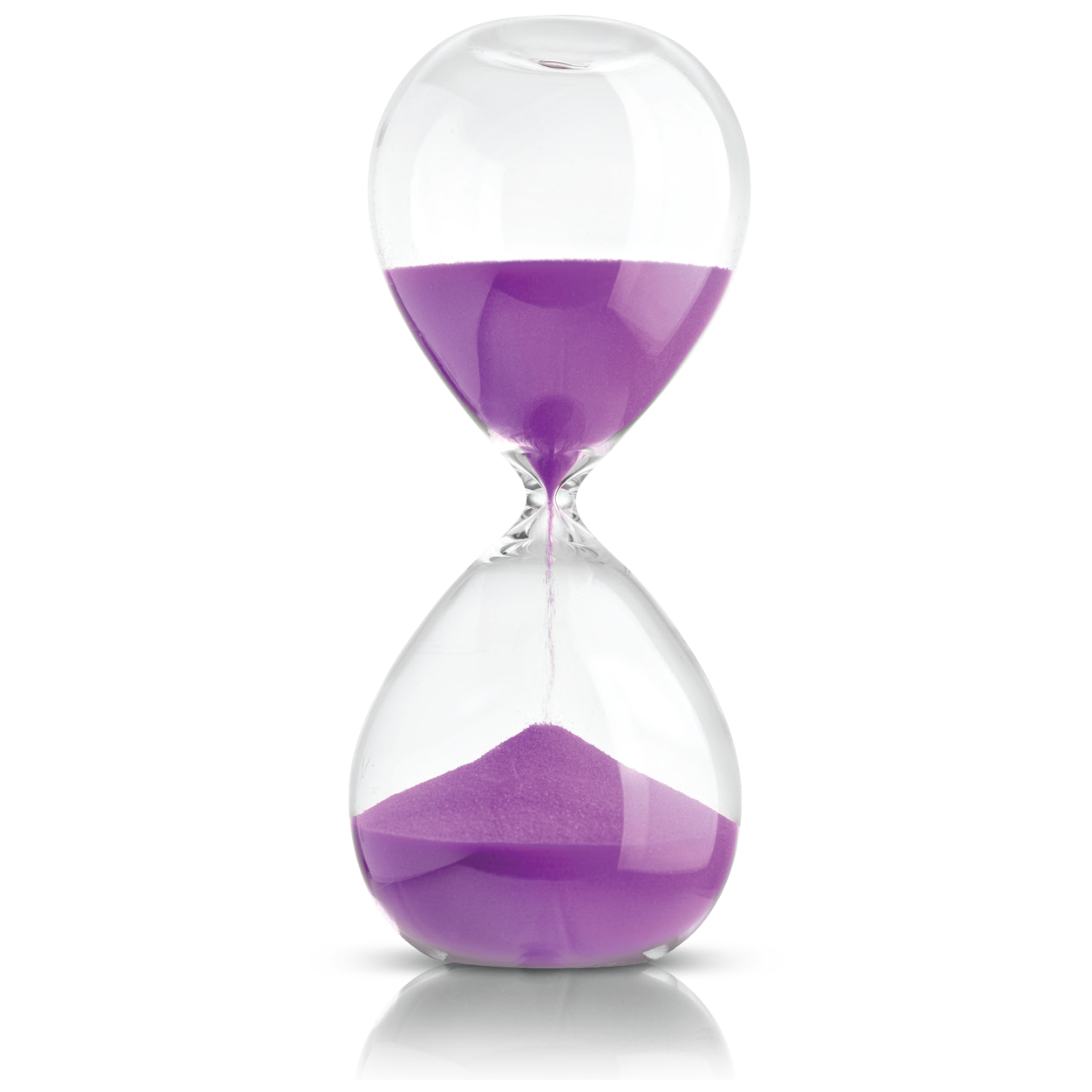 An hour glass with purple sand
